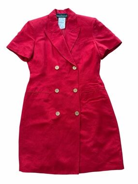 Harve Benard Vintage Red Double-Breasted Short-Sleeve Blazer Dress